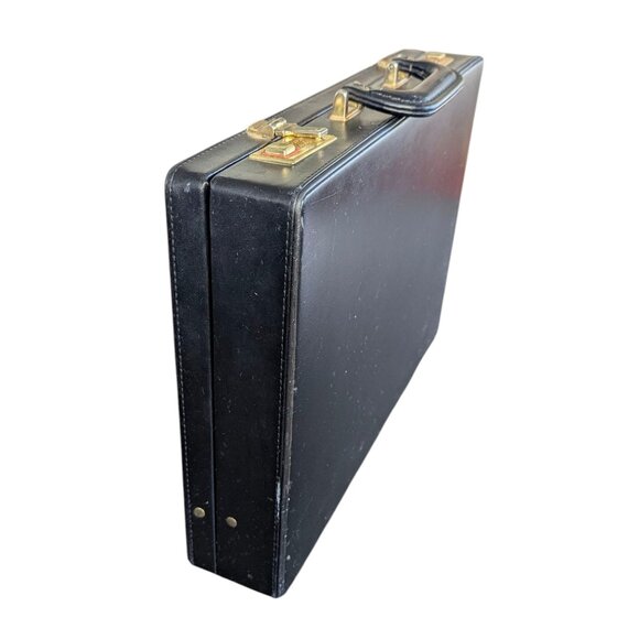 Vintage Black Leather Combo Locking Briefcase - Picture 16 of 16